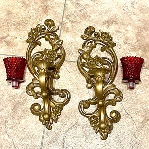 Home Interior HOMCO Vintage Set Sconces With Votives